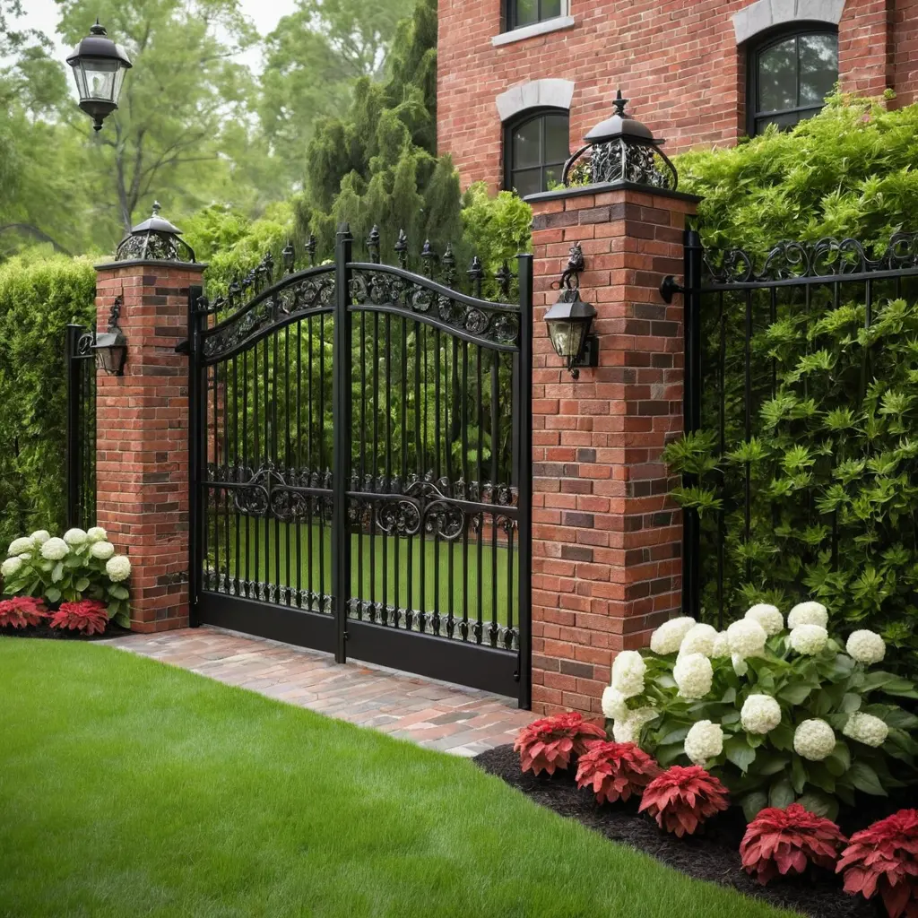 Brick Fence with Iron Accents