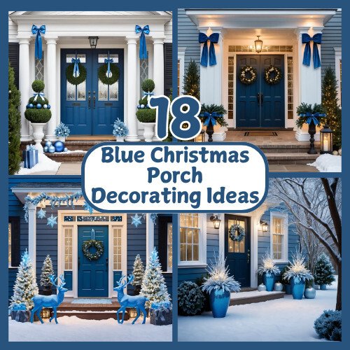 18 Blue Christmas Porch Decorating Ideas