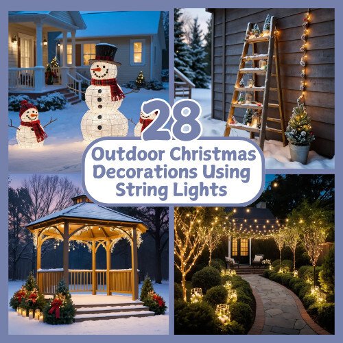 28 Outdoor Christmas Decorations Using String Lights