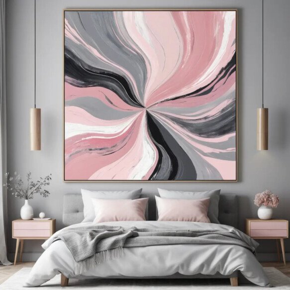 Abstract Art in Pink and Grey