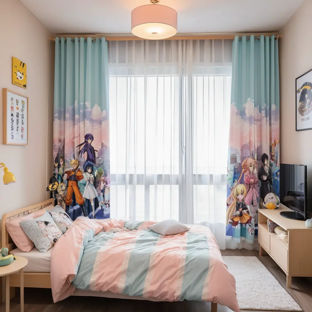 Anime-Themed Window Curtains