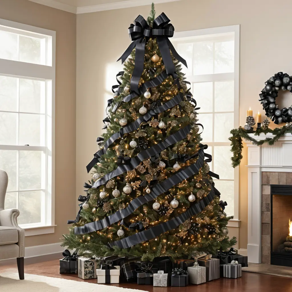 Black Ribbon Streamers with Bows