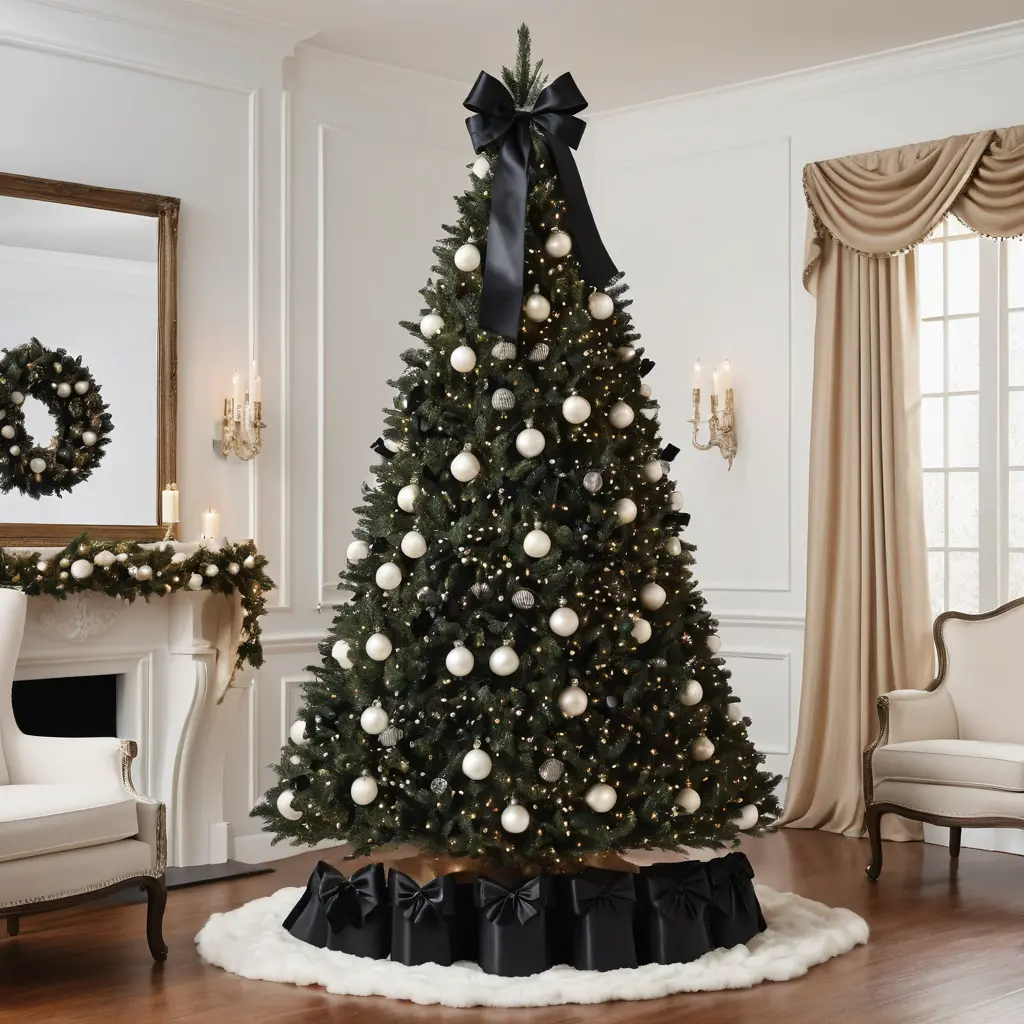 Black Satin Bows with Pearls