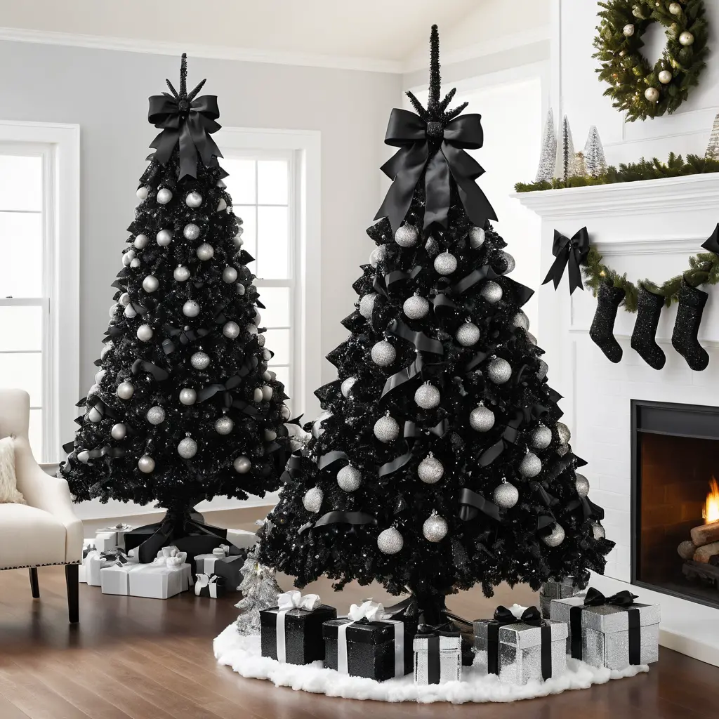 Black Sequin Bows for Glam Trees