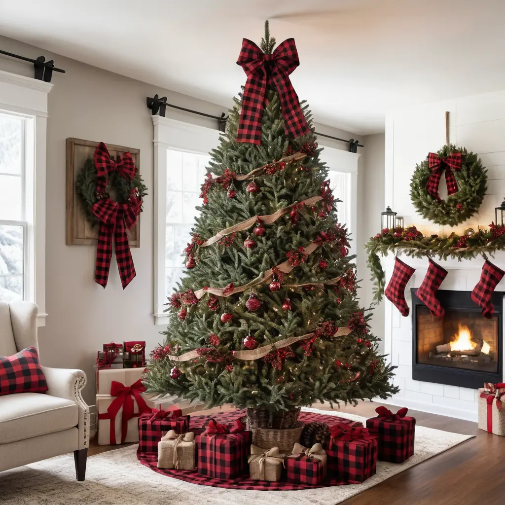 Black and Red Buffalo Check Bows