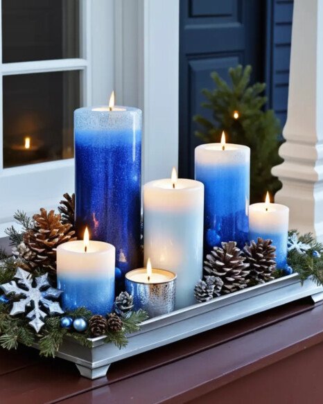 Blue and White Candle Displays