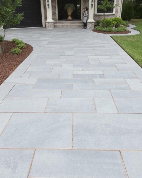 Bluestone Pavers in a Linear Layout