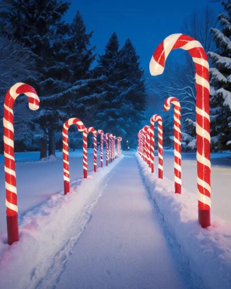 Candy Cane Poles with Lights