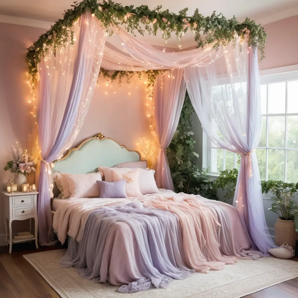 Canopy Bed with Sheer Fabrics