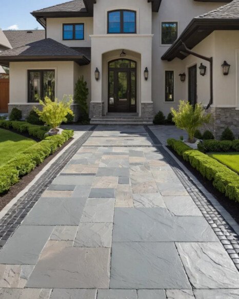 Cement Pavers with Inset Stones