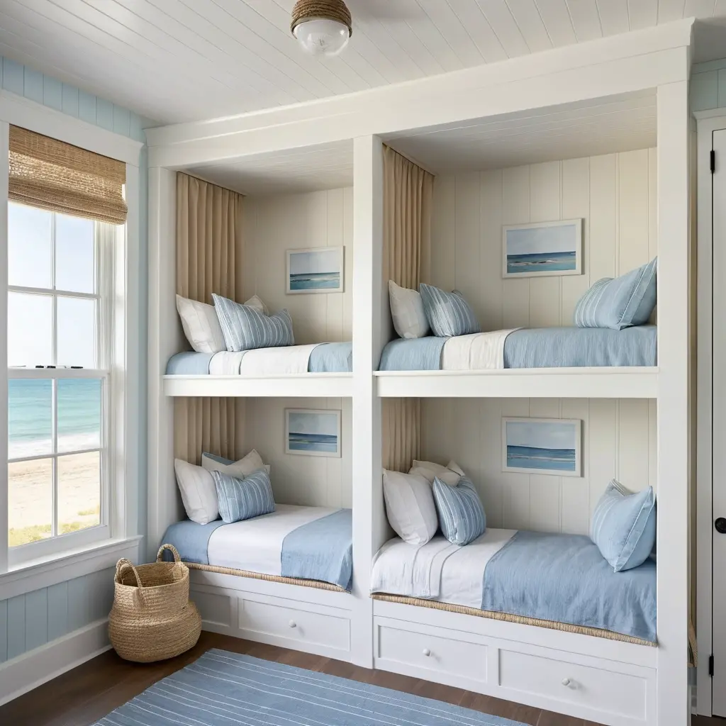 Coastal-Themed Alcove Bunks