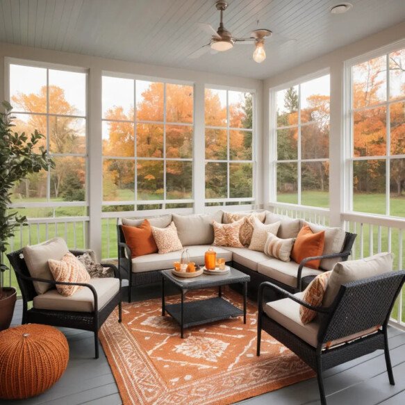 Cozy Seating Area with Throw Blankets