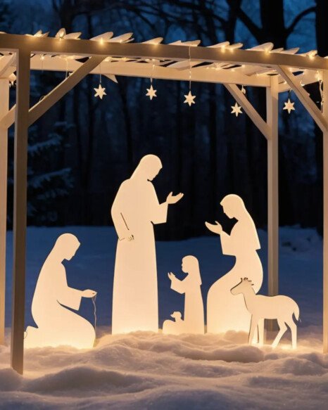 DIY Nativity Scene with Lights