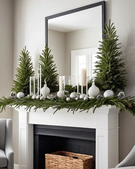 Decorative Vases with Evergreen Sprigs