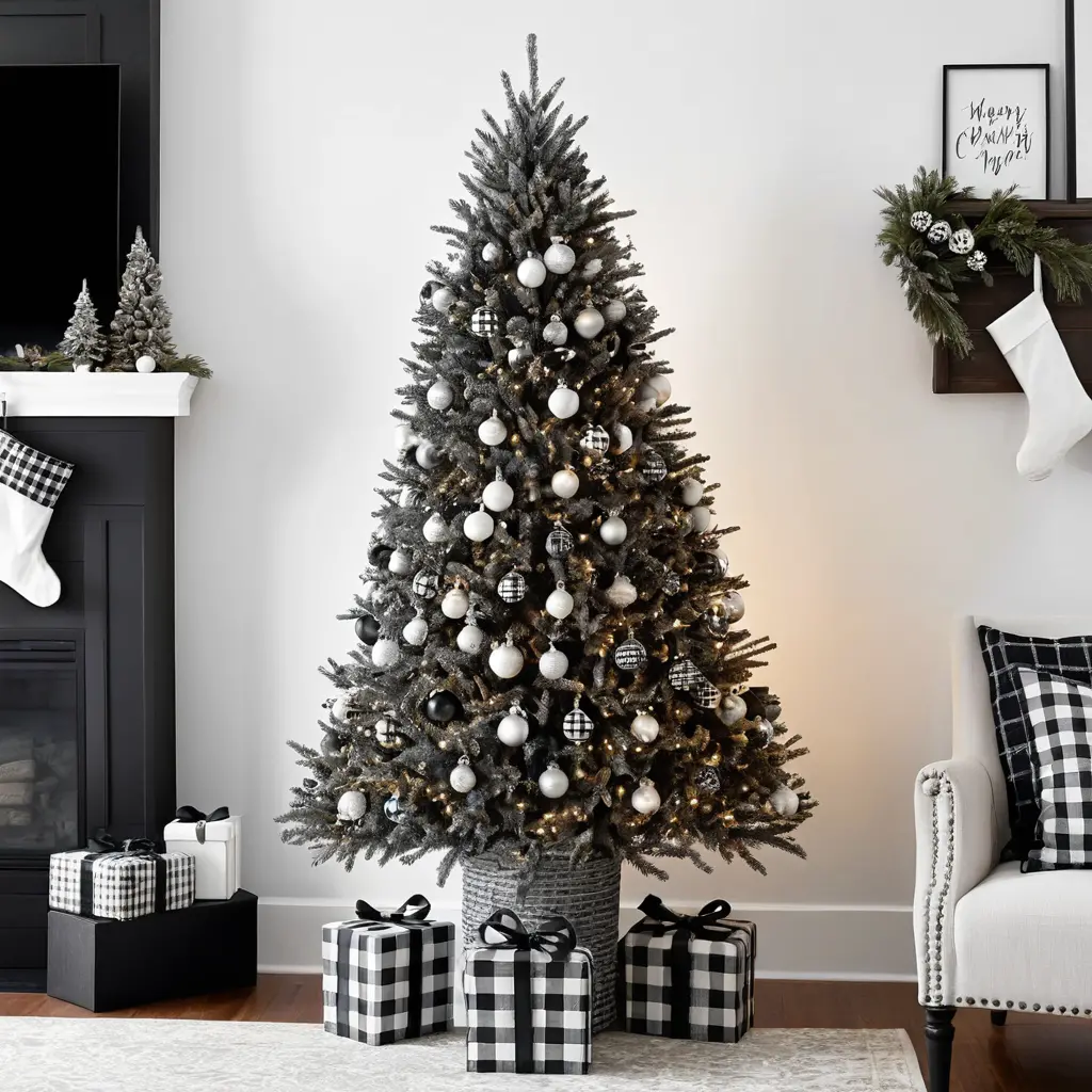 Elegant Black and White Pencil Tree