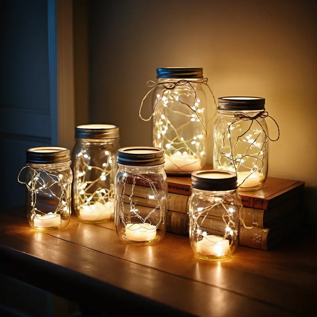 Fairy Lights in Mason Jars