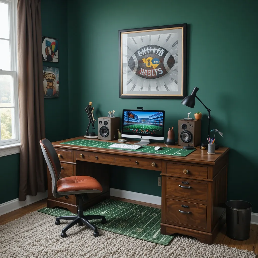 Football-Themed Desk Area