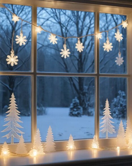Frosted Glass Decor with String Lights