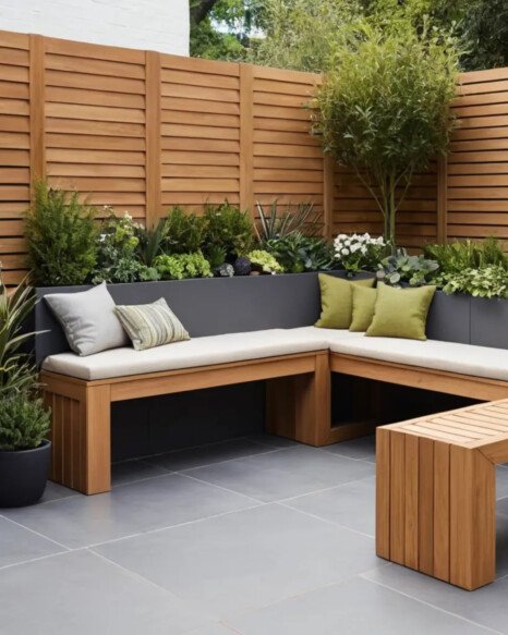 Garden Benches with Built-In Planters