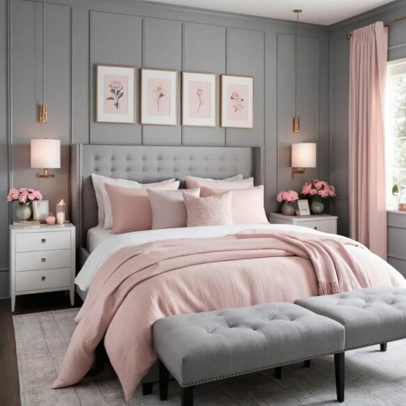 Grey Paneling with Pink Decor