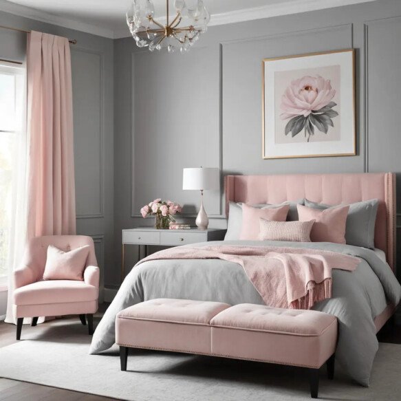 Grey Walls with Blush Pink Furniture
