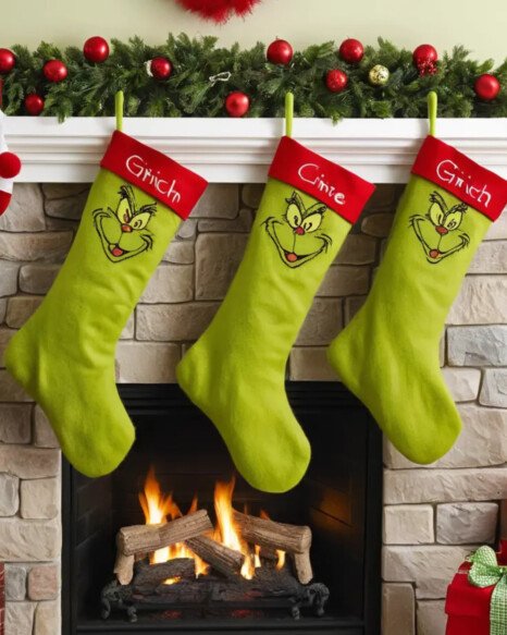 Grinch-Themed Stockings
