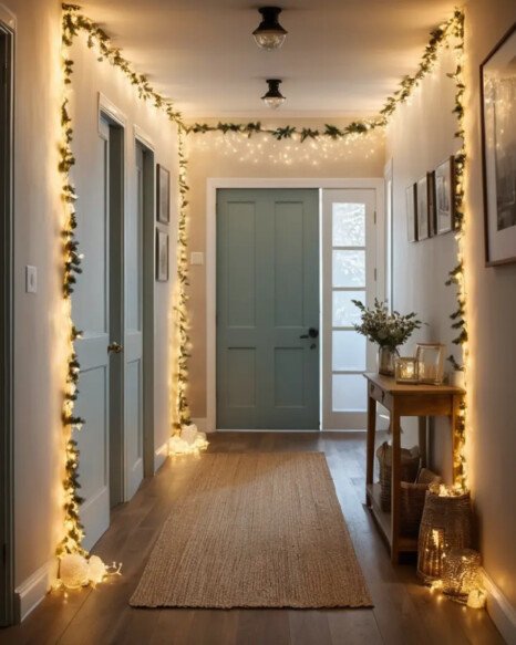 Hanging Fairy Lights from a Curtain Rod