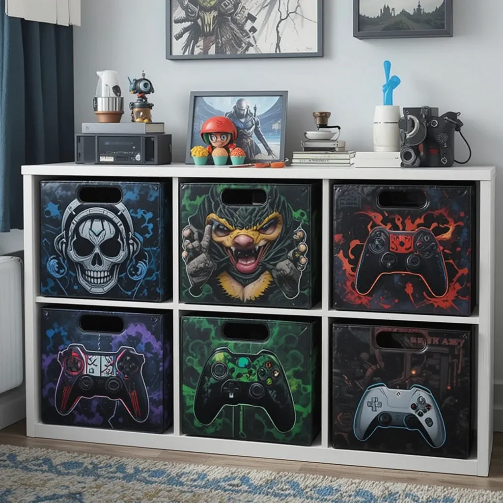 Include Gaming-Themed Storage Bins