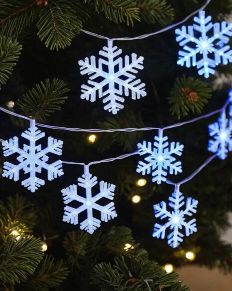 LED Snowflake String Lights
