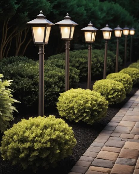 Lantern-Style Lights on Poles