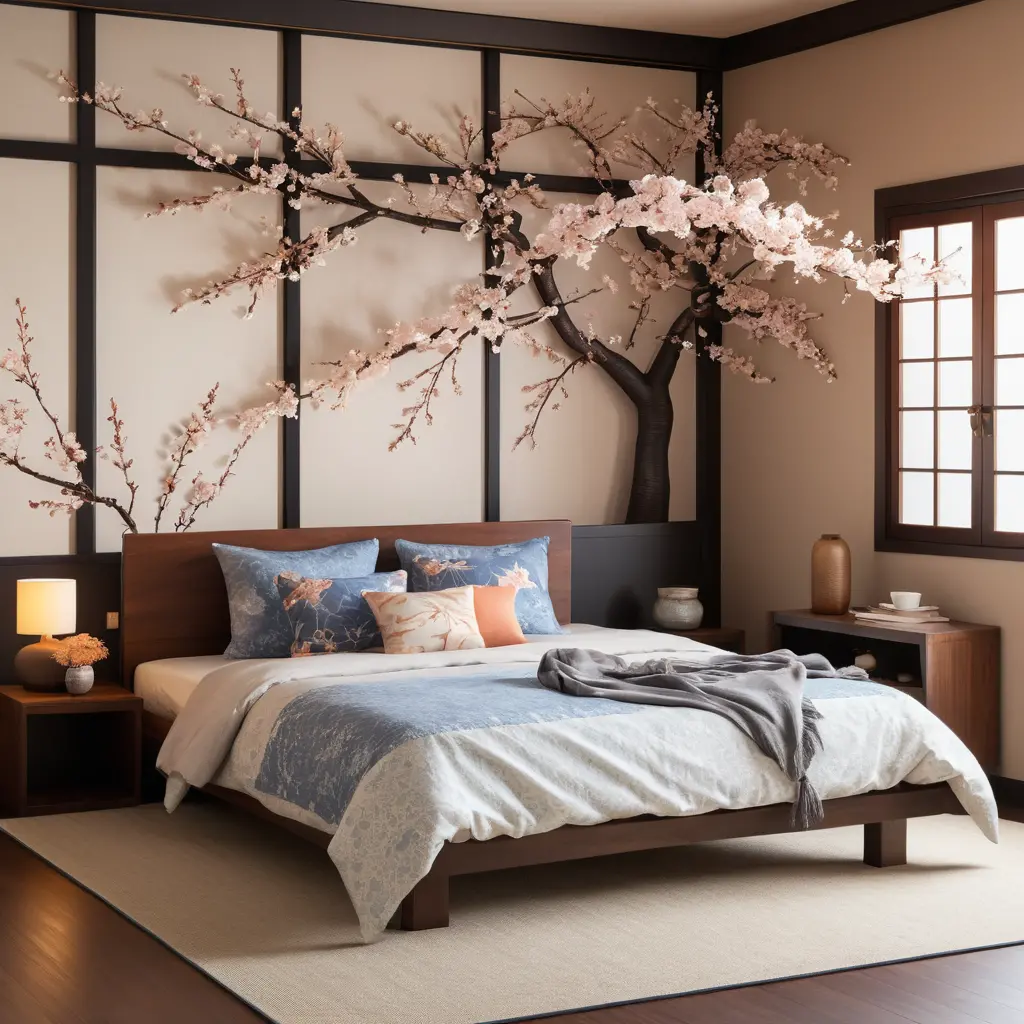 Layered Pillows with Japanese Designs