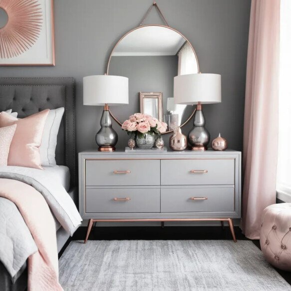 Metallic Accents with Pink and Grey