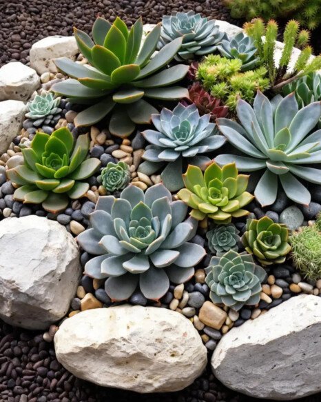 Mixed Succulent Rock Garden