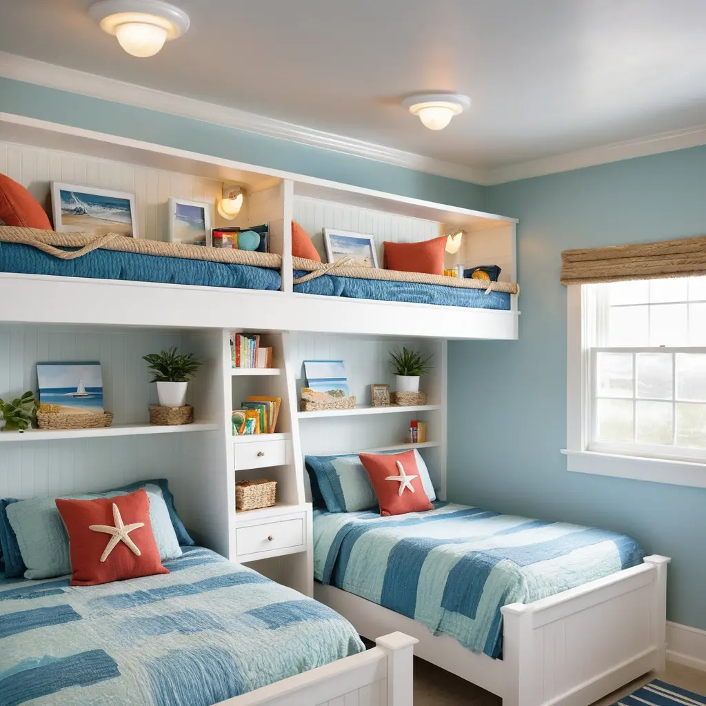 Overhead Shelving Coastal Bunk Beds