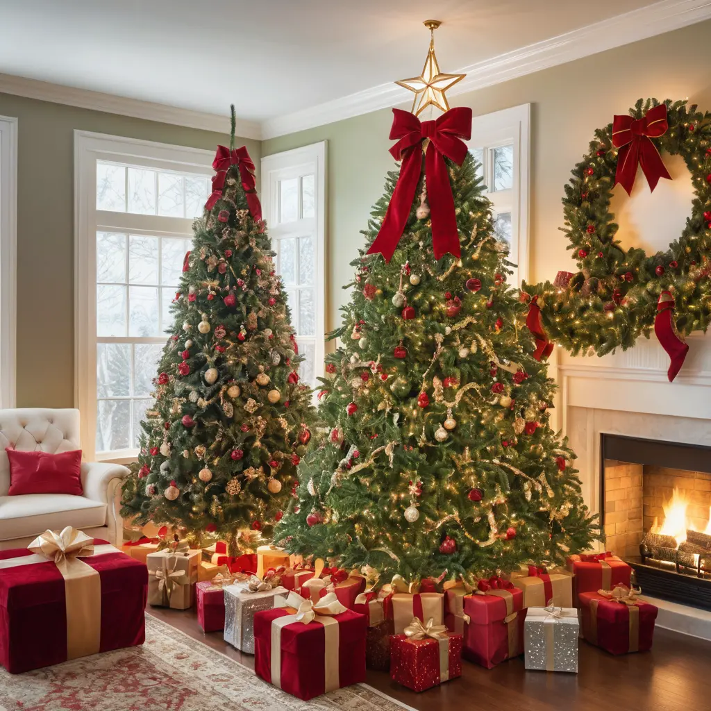 Oversized Red Bows as a Tree Topper