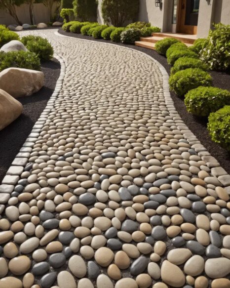 Pebble-Embedded Cement Pavers