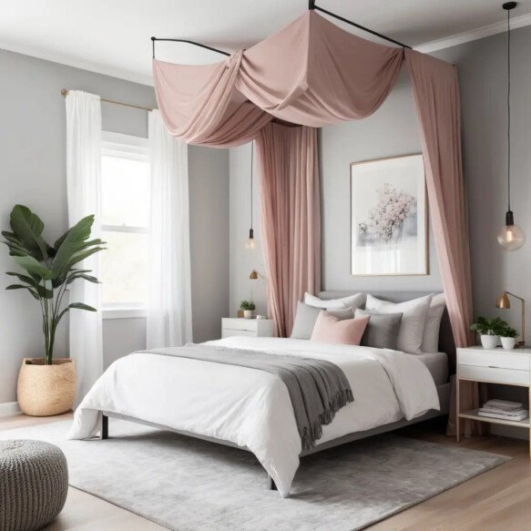 Pink Canopy with Grey Walls