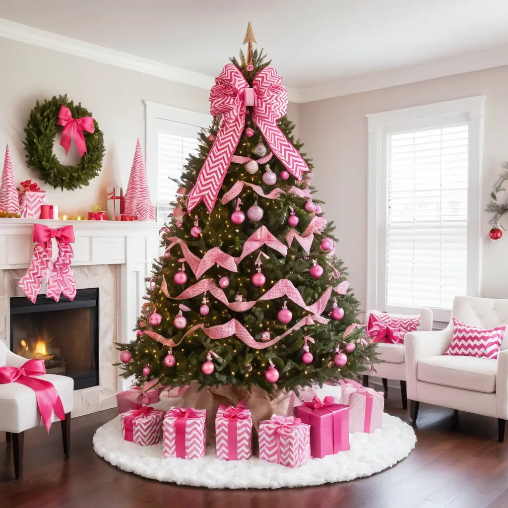 Pink Chevron Ribbon Bows