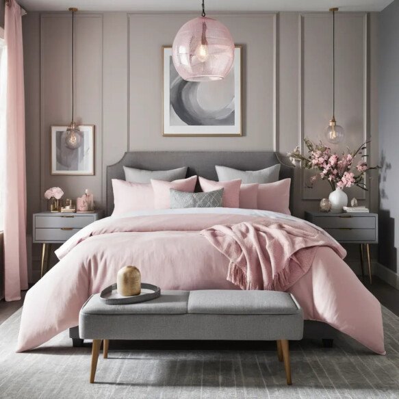 Pink Lighting Fixtures with Grey Accents