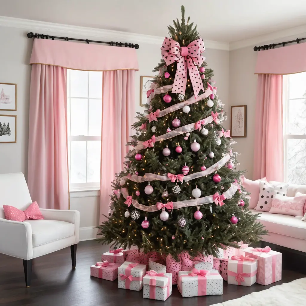 Pink and Black Polka Dot Bows