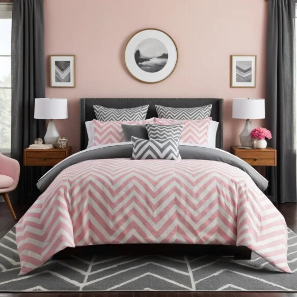 Pink and Grey Chevron Patterns