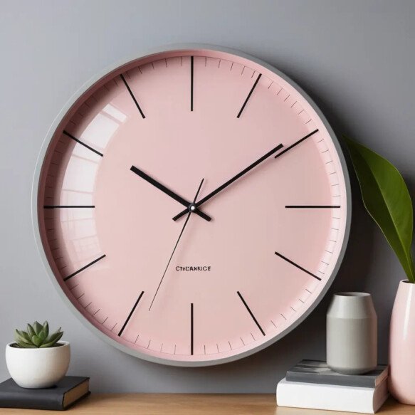 Pink and Grey Statement Wall Clock