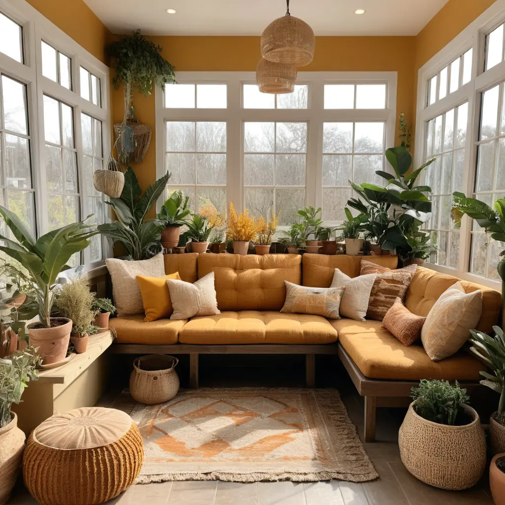 Plush Sofa with Textured Pillows