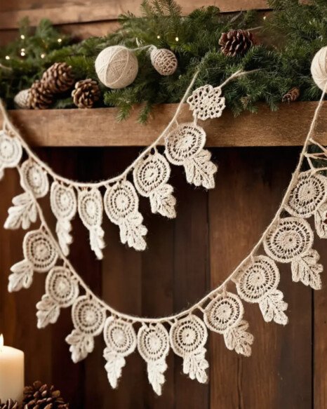 Rustic Burlap and Crochet Lace Garland