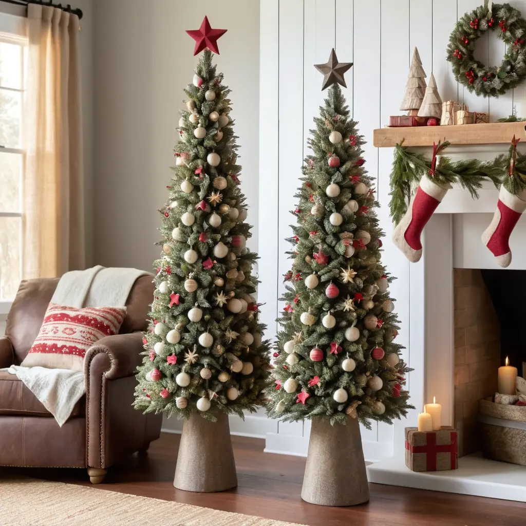 Rustic Farmhouse Tree with Felt Ornaments