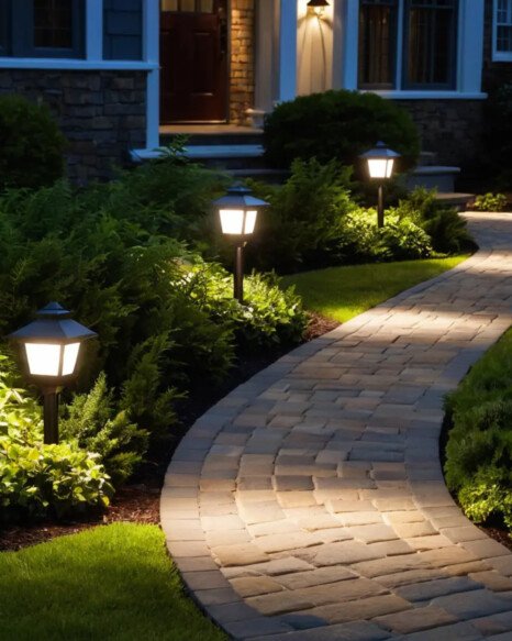 Stake Lights Along Pathway