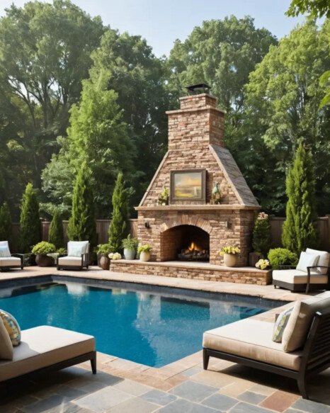 Stone or Brick Fireplace