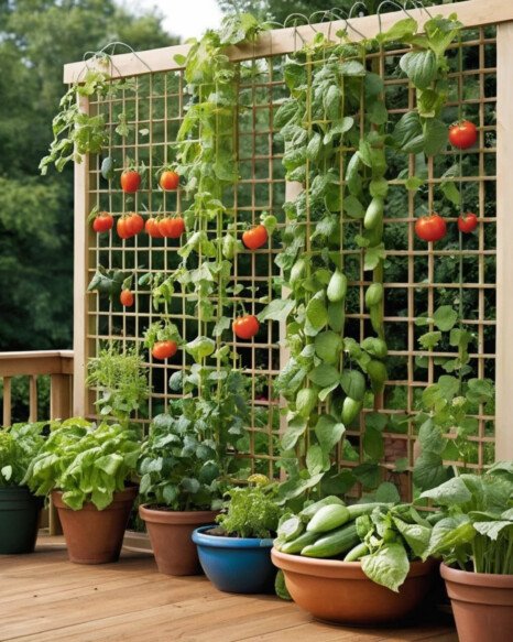 Trellis with Climbing Vegetables
