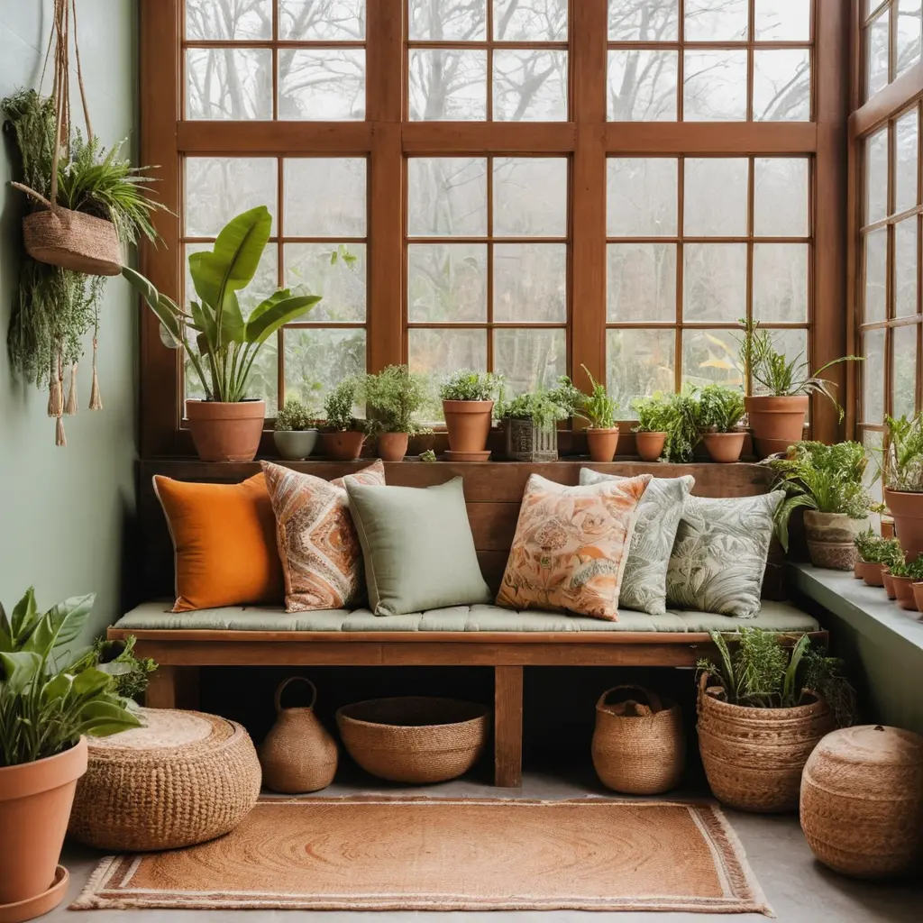 Vintage Bench with Cushions
