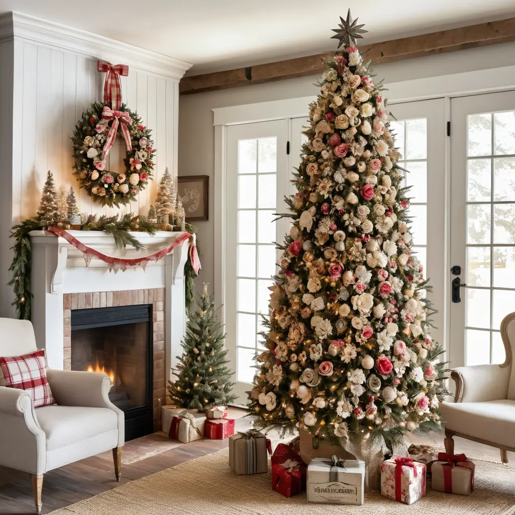 Vintage Floral Farmhouse Tree